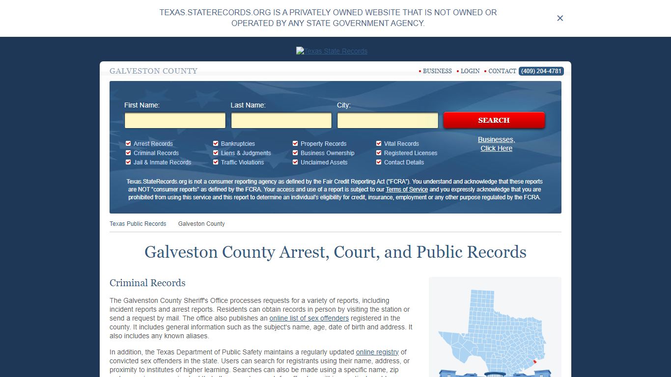 Galveston County Arrest, Court, and Public Records