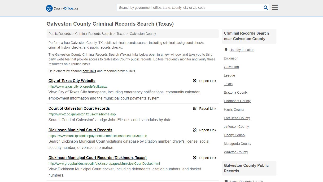 Galveston County Criminal Records Search (Texas) - County Office